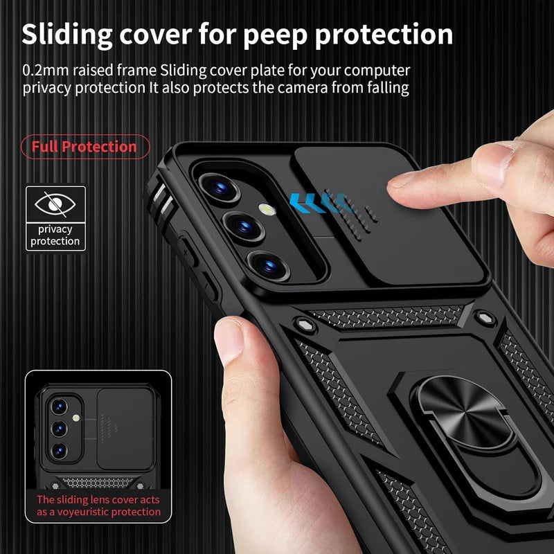 VIVO Y200E 5G Armor Military-grade Case With Sliding Camera Cover & 360 Kickstand