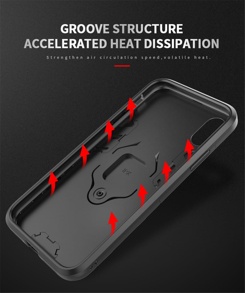 iPhone 12 Black Panther Metal Bracket Shockproof Protective Back Case