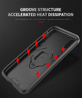 iPhone 12 Black Panther Metal Bracket Shockproof Protective Back Case