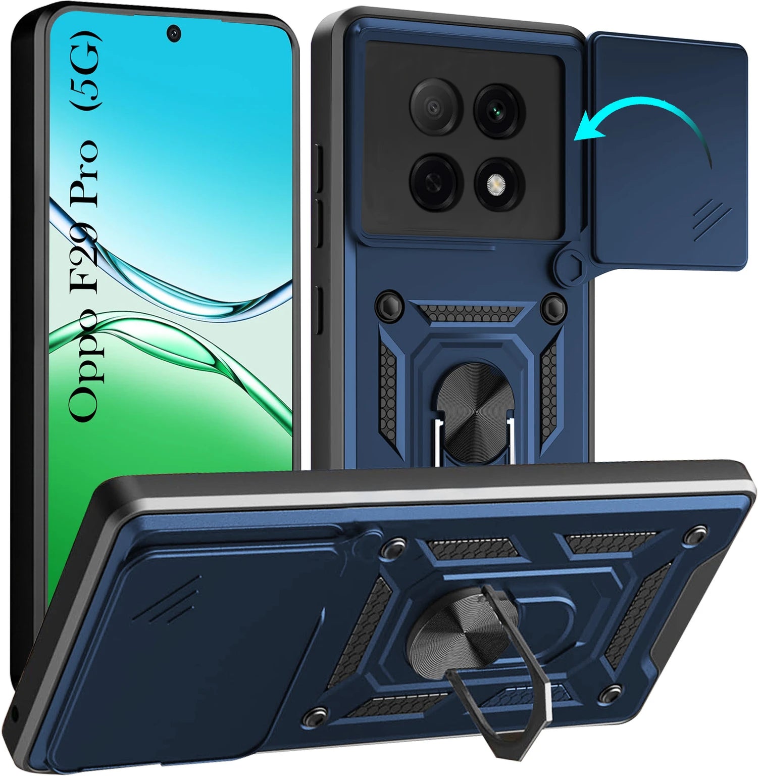 Oppo F29 PRO 5G Armor Military-grade Case With Sliding Camera Cover & 360 Kickstand