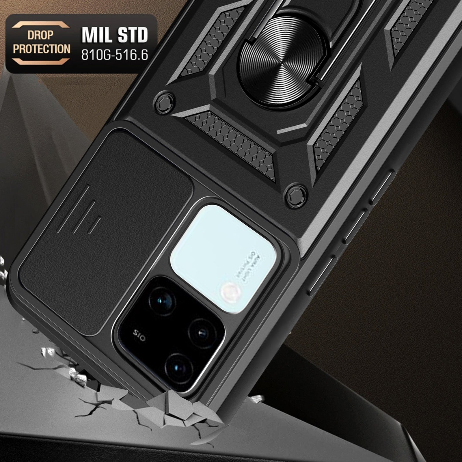 VIVO V30/V30 PRO 5G Armor Military-grade Case With Sliding Camera Cover & 360 Kickstand