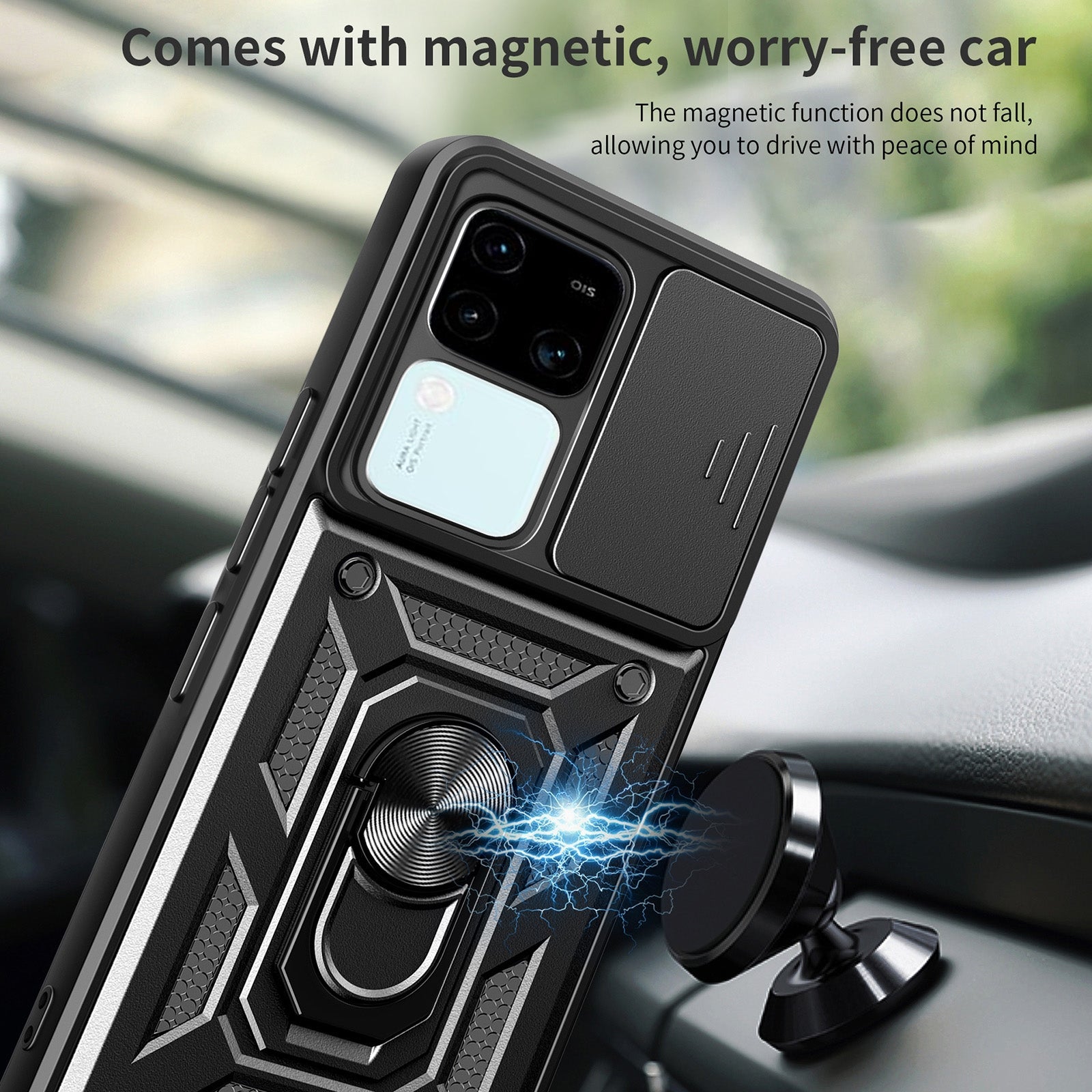 VIVO V30/V30 PRO 5G Armor Military-grade Case With Sliding Camera Cover & 360 Kickstand