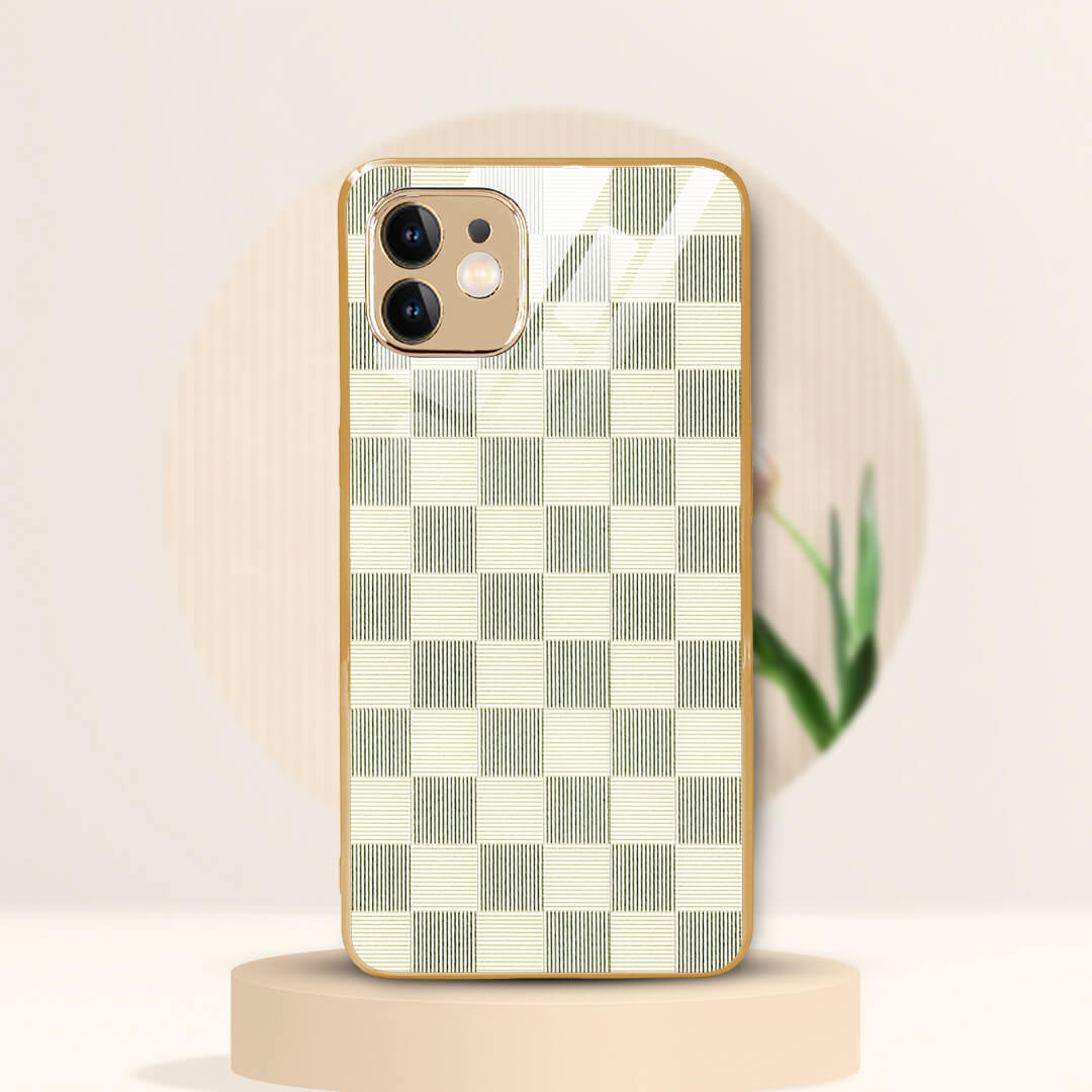 LNG iPhone-11 PRO MAX Checkered Design Shielding Glass Case/Cover