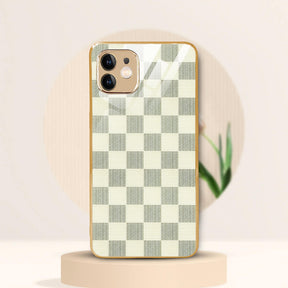LNG iPhone-11 Checkered Design Shielding Glass Case/Cover