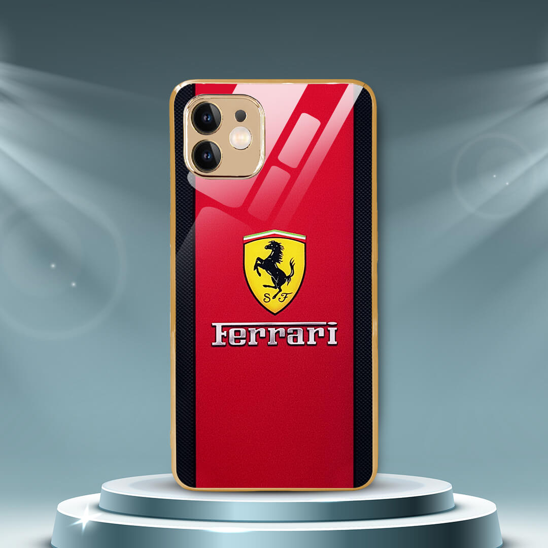 LNG iPhone-11 Ferrari Logo Protective Glass Case/Cover