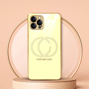 LNG iPhone-12 pro max Perfume  Glass Protective Back Case(Beige)