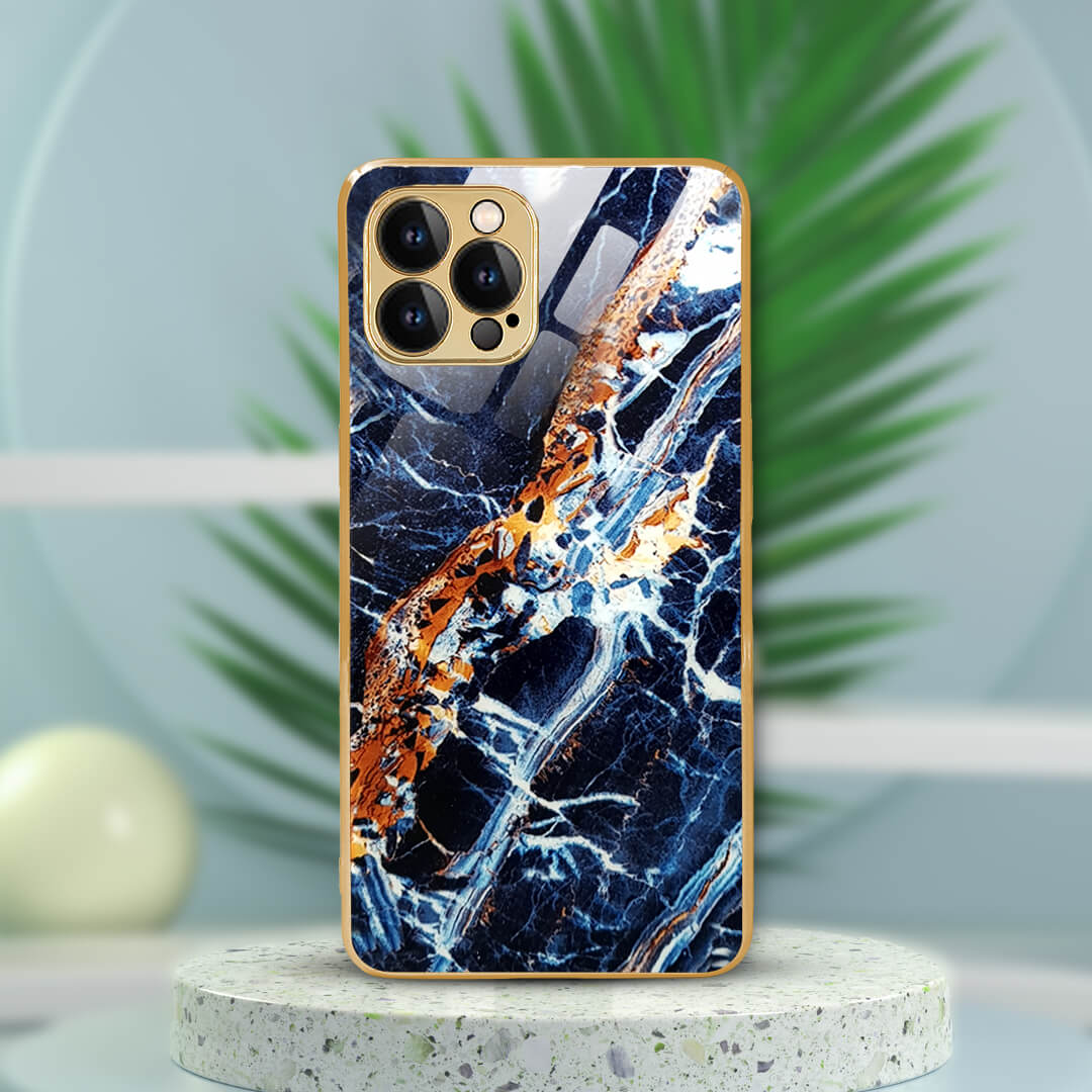 LNG iPhone-12 pro max Cluster Pattern Protective Glass Back Cover/Case