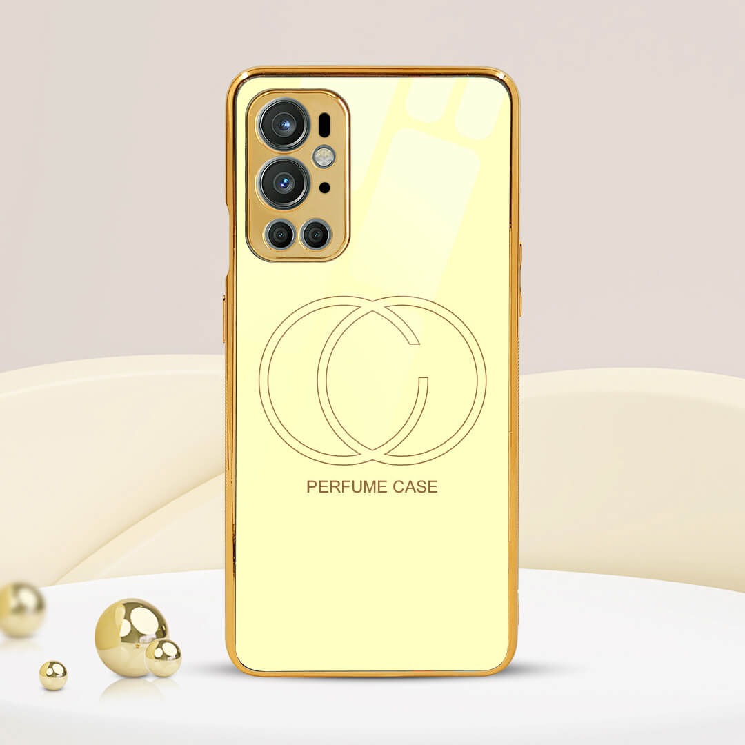 LNG- OnePlus 9 Pro Beige Perfume Gucci Pattern Glass Protective Case/Cover