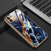 LNG iPhone-11 Cluster Pattern Protective Glass Back Cover/Case