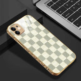 LNG iPhone-11 PRO MAX Checkered Design Shielding Glass Case/Cover