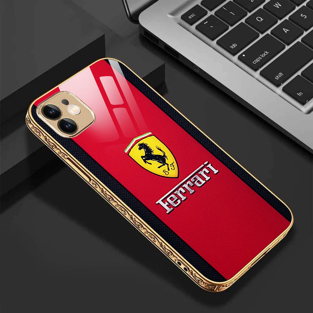LNG iPhone-11 Ferrari Logo Protective Glass Case/Cover