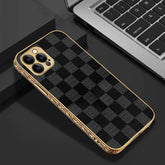 LNG iPhone-12 pro max OLD Checkered Pattern Shielding Back Case/Cover