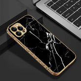 LNG iPhone-12 pro max Luxury Pebble Print Shielding Glass Back Case/Cover