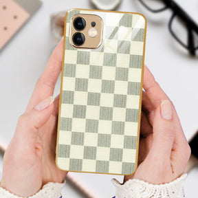 LNG iPhone-11 PRO MAX Checkered Design Shielding Glass Case/Cover