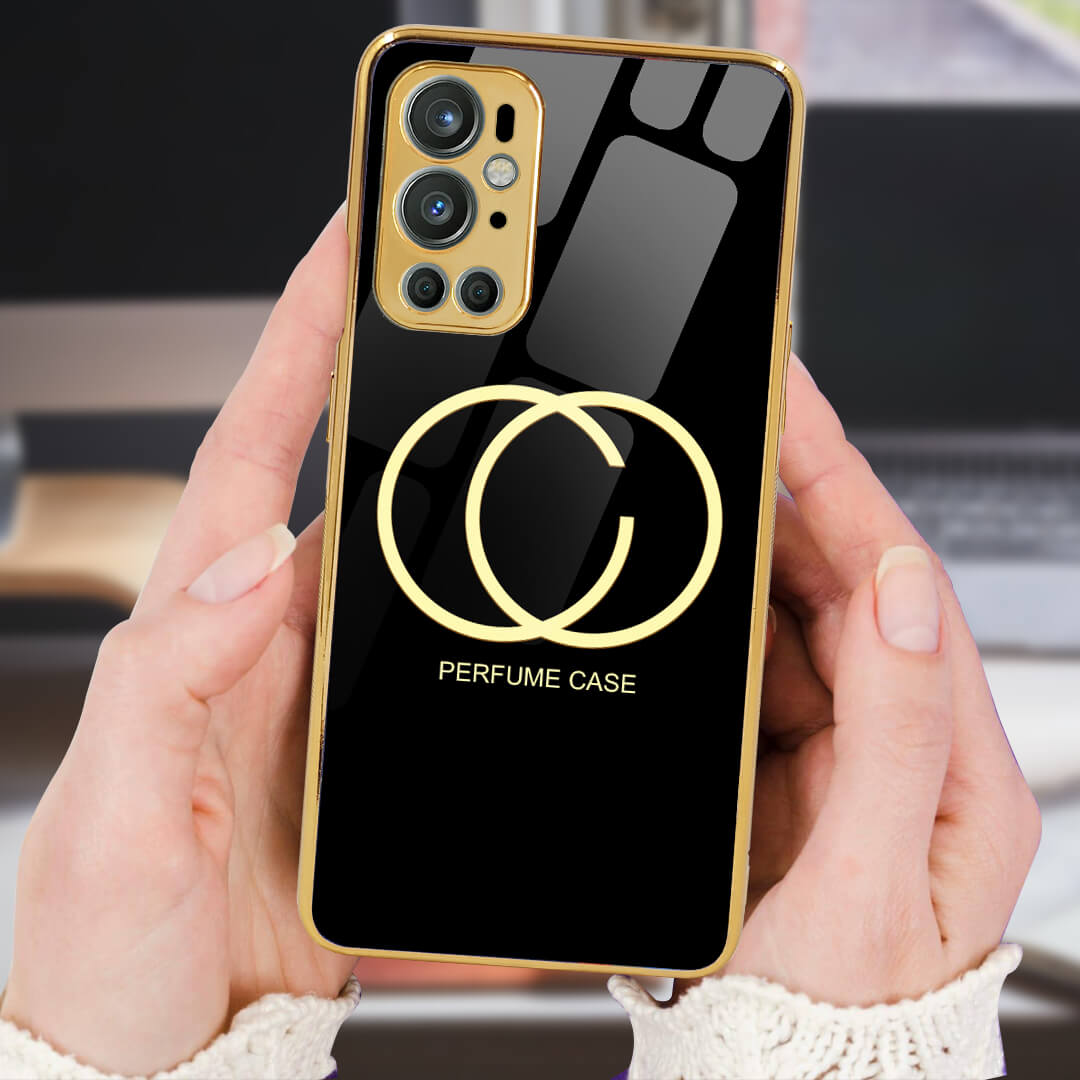 LNG- OnePlus 9 Pro Black Perfume Gucci Pattern Glass Protective Case/Cover