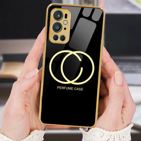 LNG- OnePlus 9 Pro Black Perfume Gucci Pattern Glass Protective Case/Cover